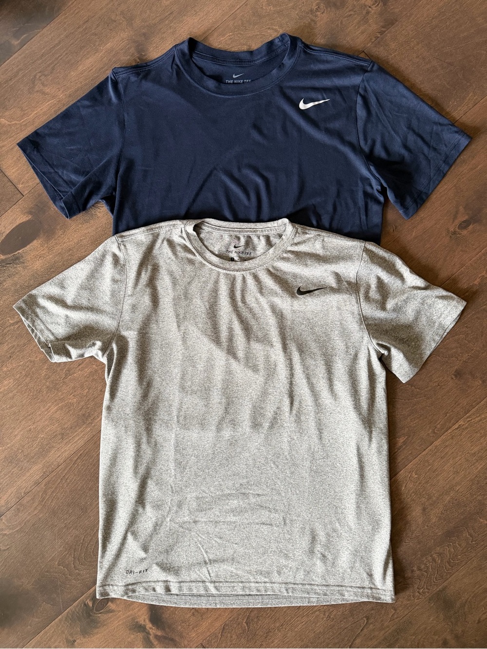 Nike Short-Sleeve Performance Tees — Navy & Light Gray